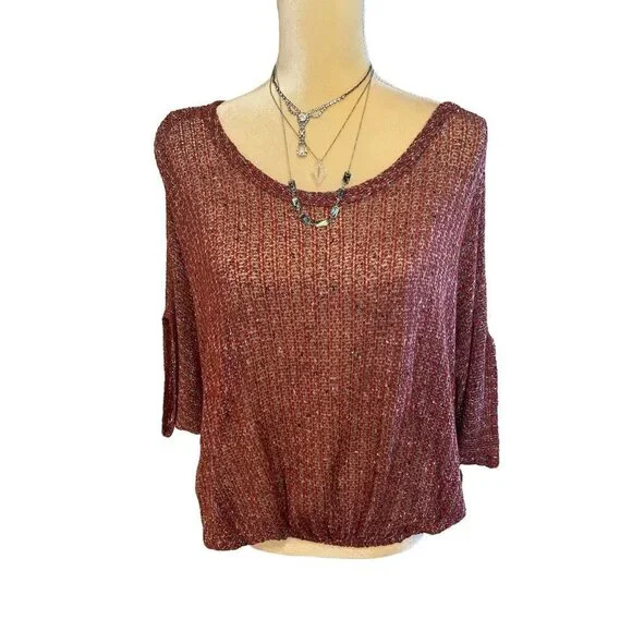 Jella Couture kaftan knitted top, wine,  size 8/10 medium - Picture 3 of 10